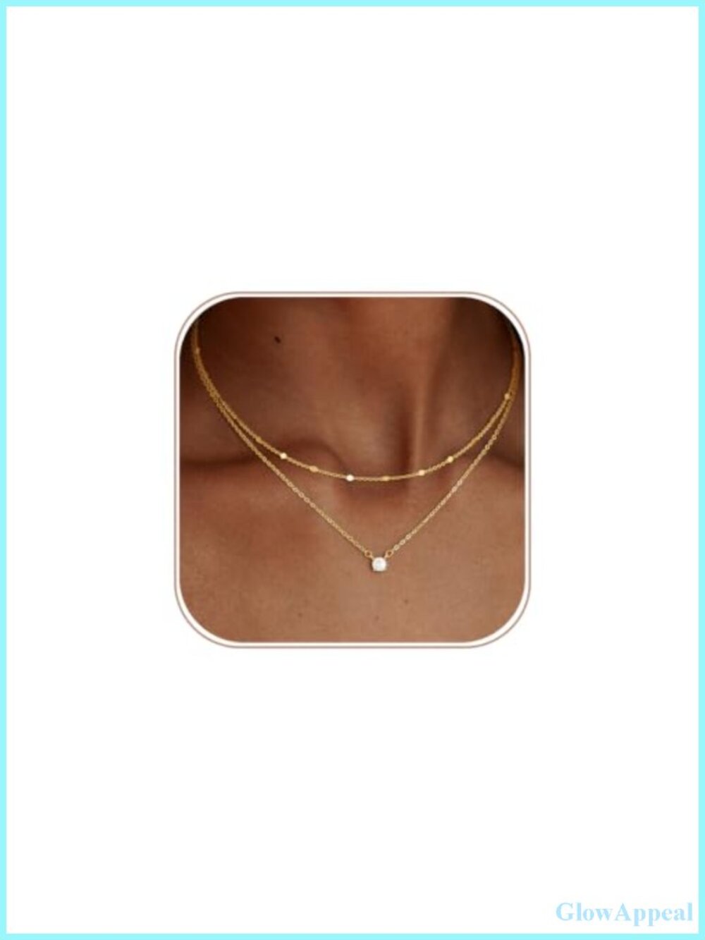 Layered Gold Necklaces for Women 14K Plated Dainty Pendant Set Cubic Zirconia